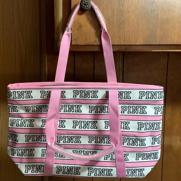 PINK Victoria's Secret Striped Tote in Pink and White - Picture 1 of 3